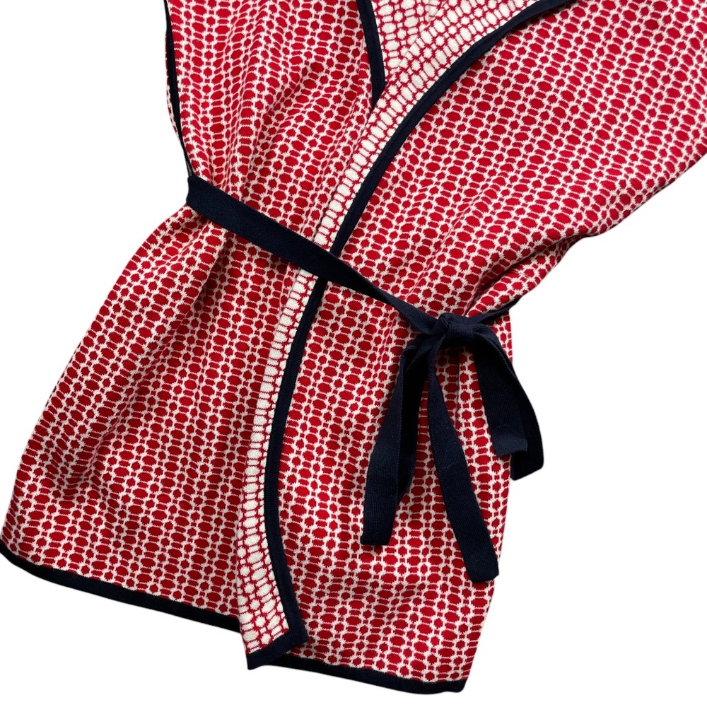 Pendleton Wrap Cardigan Medium Petite 100% Cotton Cap Sleeve Red White‎ Blue - Picture 4 of 5